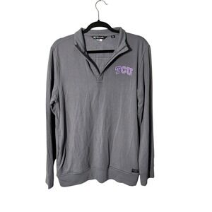 Travis Mathew TCU Horned Frogs Small The Heater Golf‎ 1/4 Zip Top Sleet Gray NWT